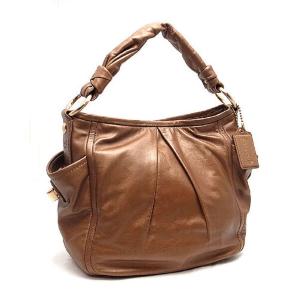 Coach Parker Shoulder Bag Leather Metallic Cinnamon Tan 13465